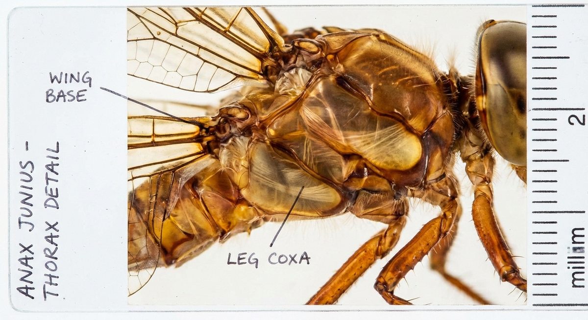 Detailaufnahme des Thorax einer Libelle